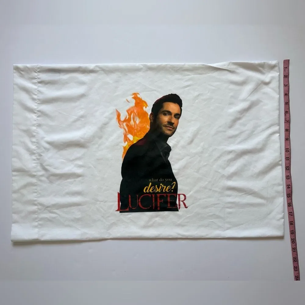 Lucifer TV Show Pillowcase – Tom Ellis Flame Design | 30”x20”